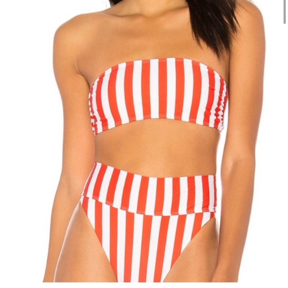 Beach riot red and white striped bikini